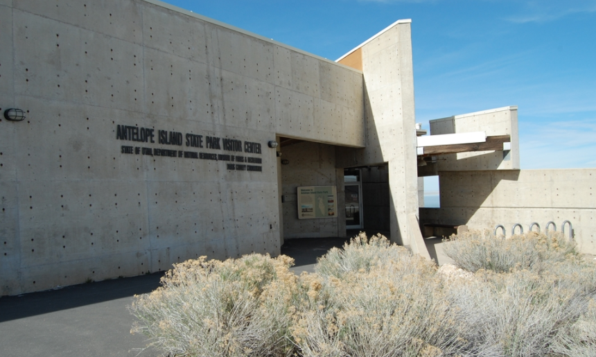 The visitor center at Antelope Island State Park