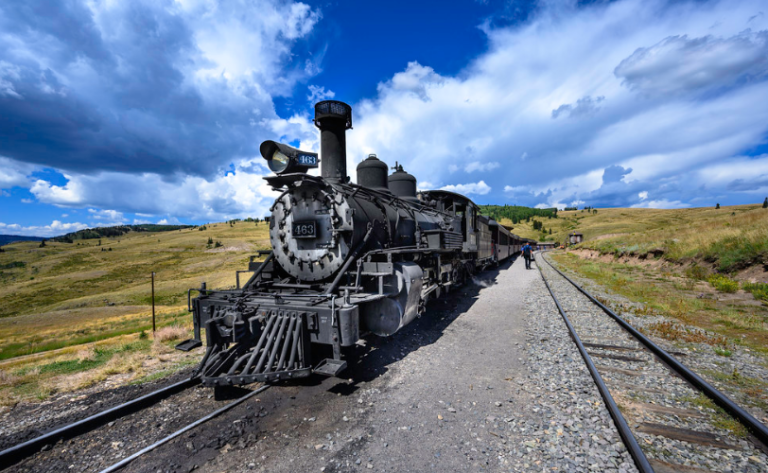 Photo of the Cumbres and Toltec Scenic Railroad passing through the New Mexico Mountains