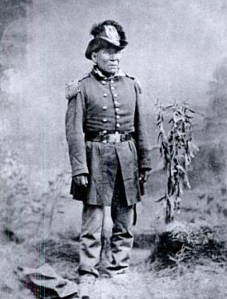 Historic old black and white photograph of Chief Winnemucca when he was older.