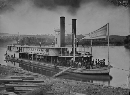 Mississippi River steamboat in the 1860s similar to those piloted by Samuel Clemens before he became Mark Twain
