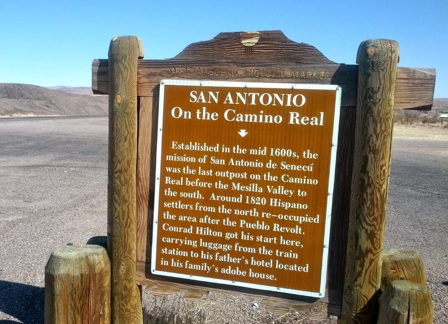 San Antonio New Mexico historical marker for Conrad Hilton