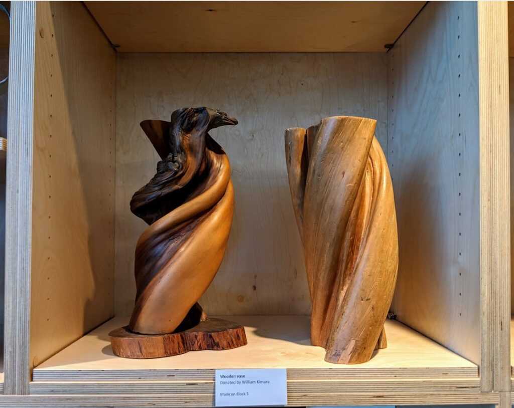 Wooden sculpture or carved artwork made by an internee at Topaz