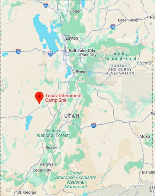 Google Maps view of Topaz Internment Camp Site location west of Delta, Utah