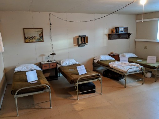 Reconstructed barracks interior showing what living quarters were like at Topaz