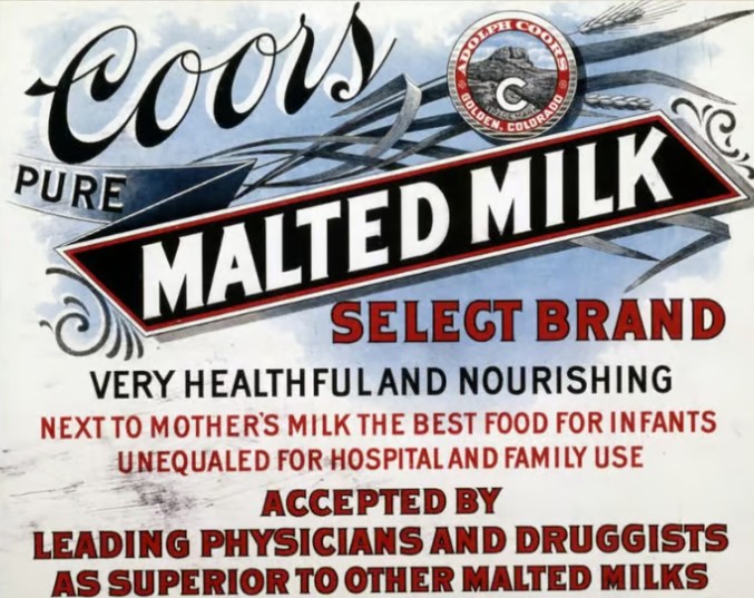 Coors Pure Malted Milk advertisement 1916 Prohibition era Colorado brewery diversification