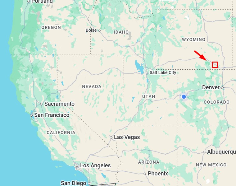 Map showing the location of the Medicine Bow Mountains and Medicine Bow Peak in southeastern Wyoming.