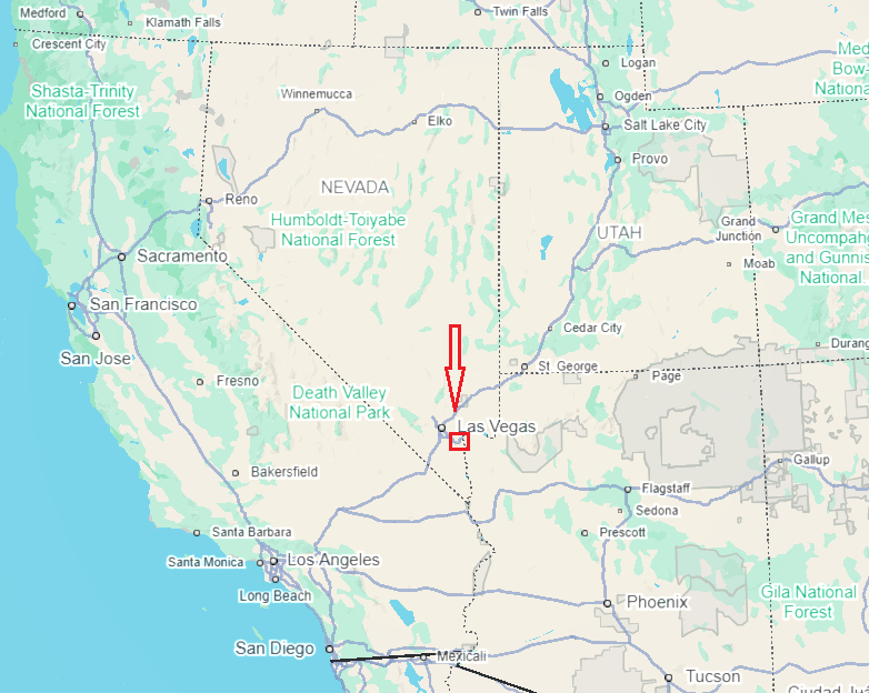 Map of the western United States showing the location of Hoover Dam in Nevada.
