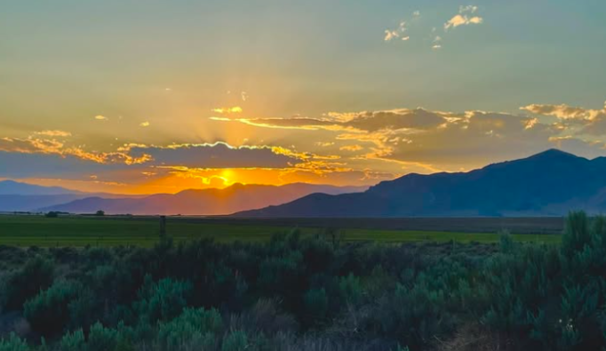 Sunset over Arco, Idaho, and the Snake River Plain