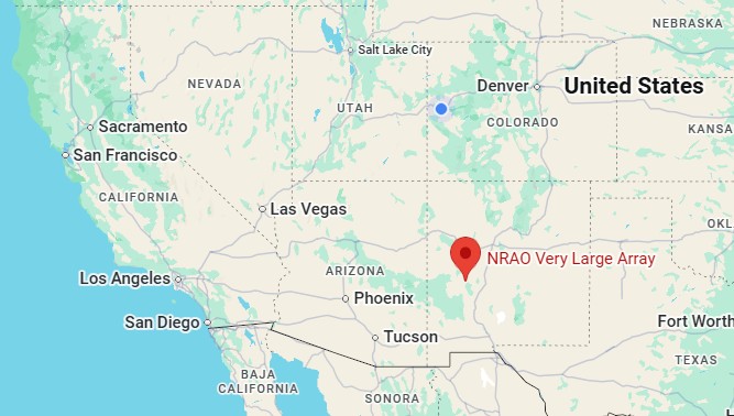 Map showing Very Large Array location near Socorro, New Mexico
