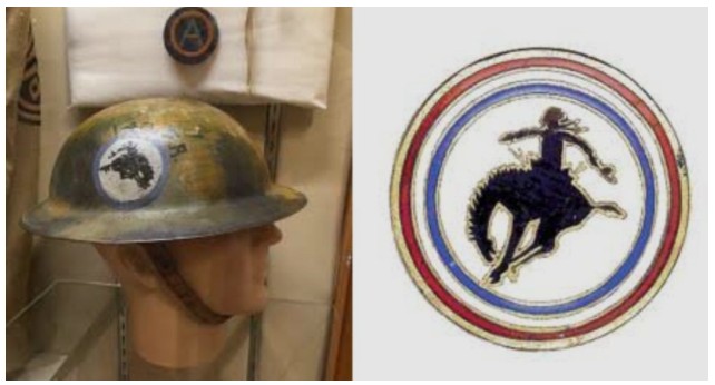 World War I Wyoming soldier helmet and bucking horse emblem