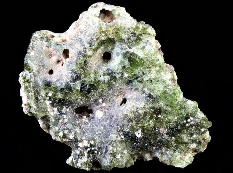 Green trinitite glass formed when the first atomic bomb test melted desert sand in New Mexico in 1945.